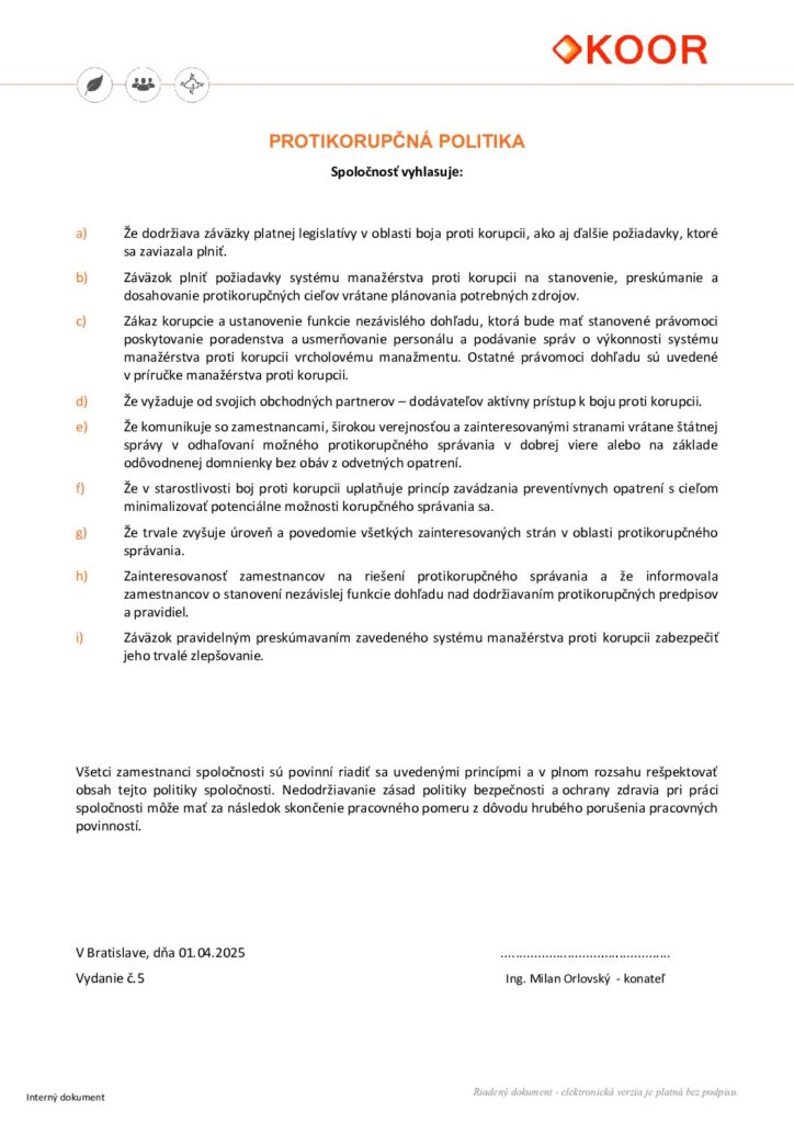 Protikorupčná Politika, Vydanie č.5 z 1.4.2025
