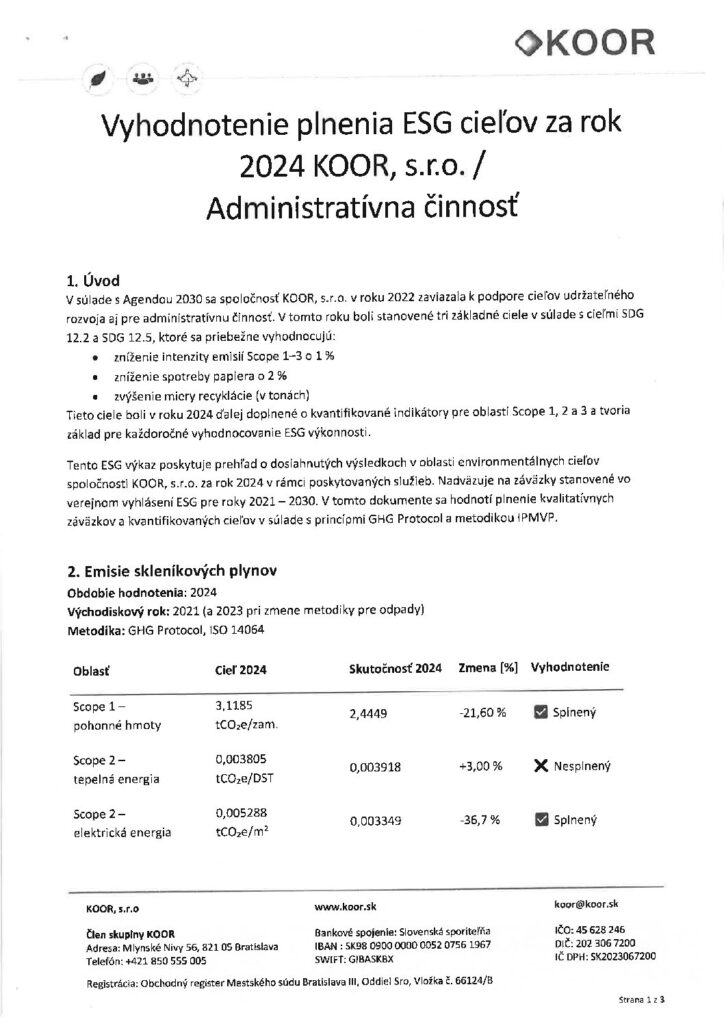 Vyhodnotenie cieľov – administratívna činnosť