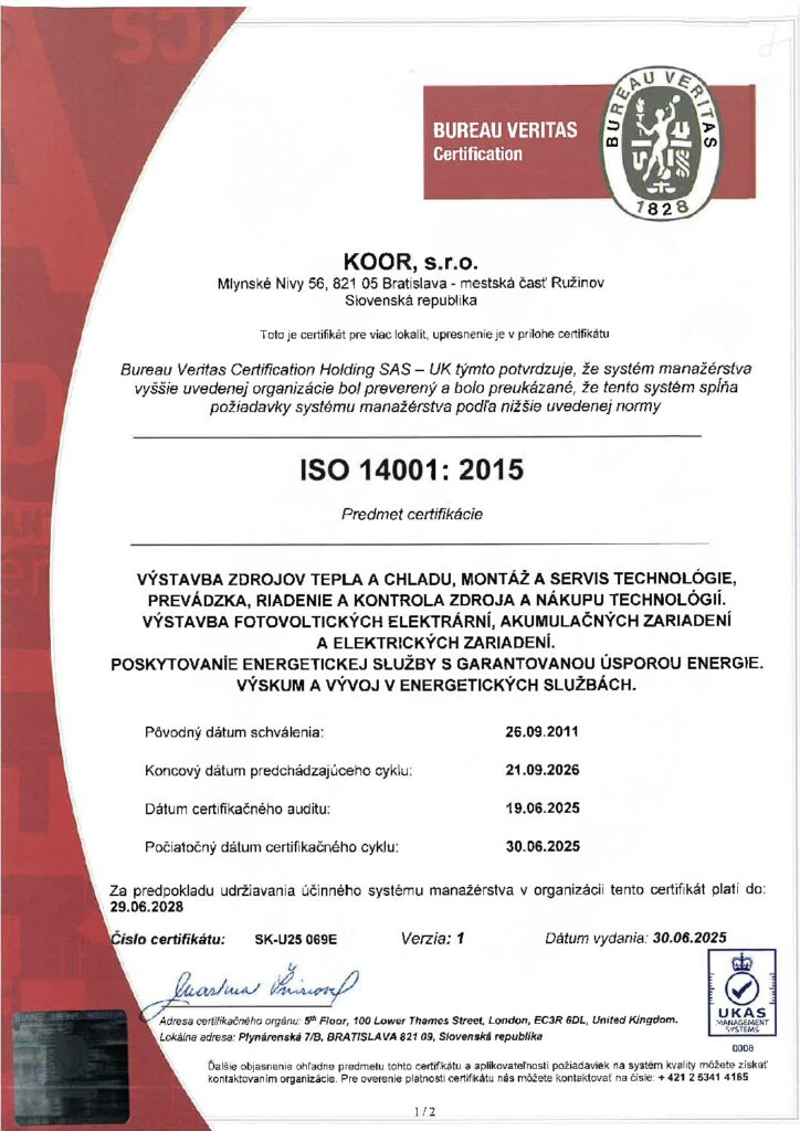 Certifikát ISO 14001 - SK/EN