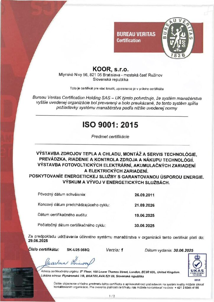 Certifikát ISO 9001 - SK/EN